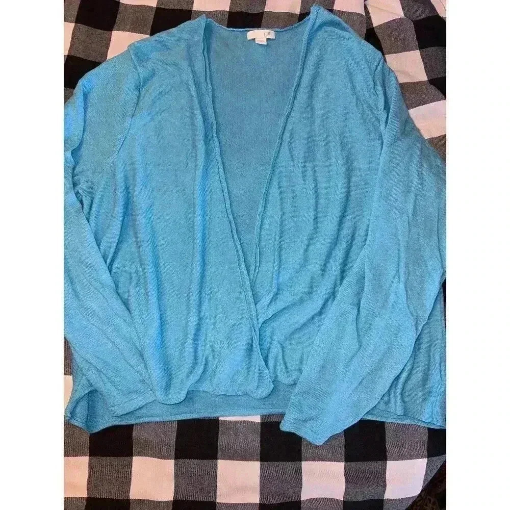 J. Jill Lightweight Open Front Cardigan in Aqua Blue